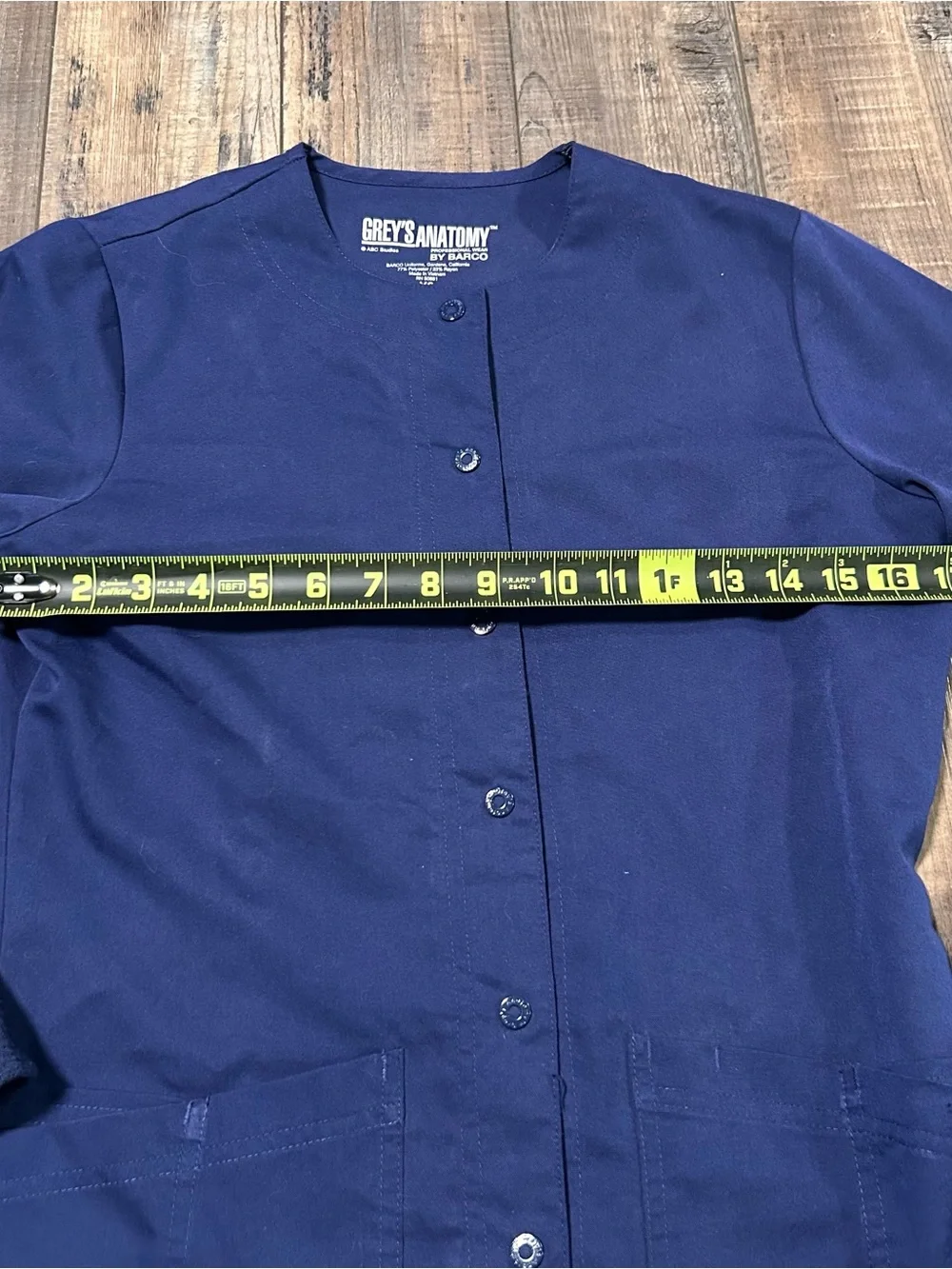 Grey's Anatomy Blue Scrub Jacket Snap Closure Long Sleeve XS‎ Extra Small
